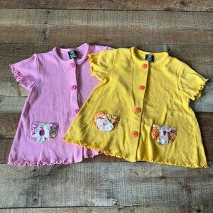 Hart Street Girls Floral Pocket Button-Up Tops - Yellow & Pink - L6X